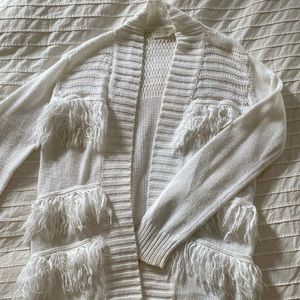 Fringe-detailed Open Cardigan
